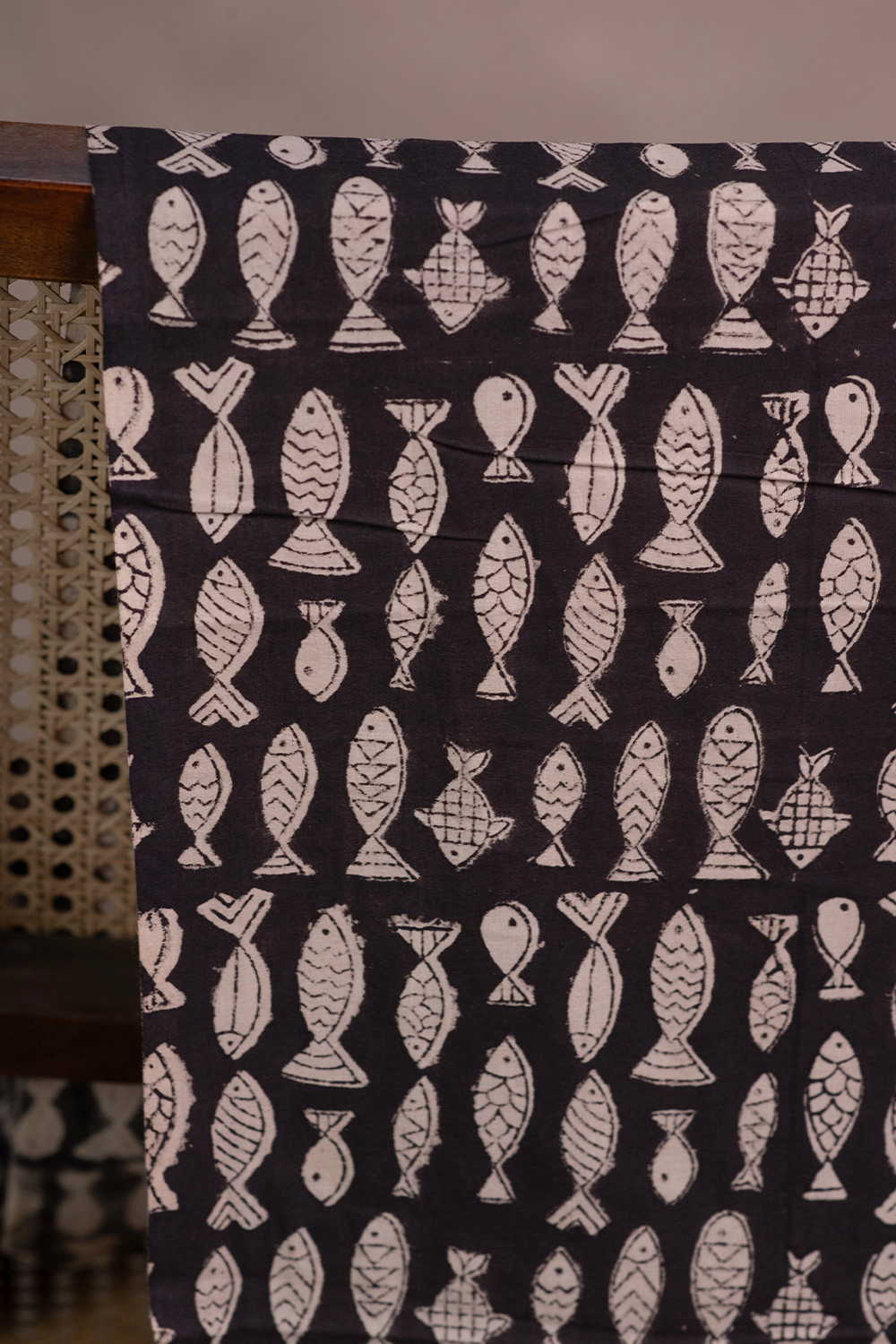 Coastal Fish Motif Bagru Cotton Fabric - Image 2