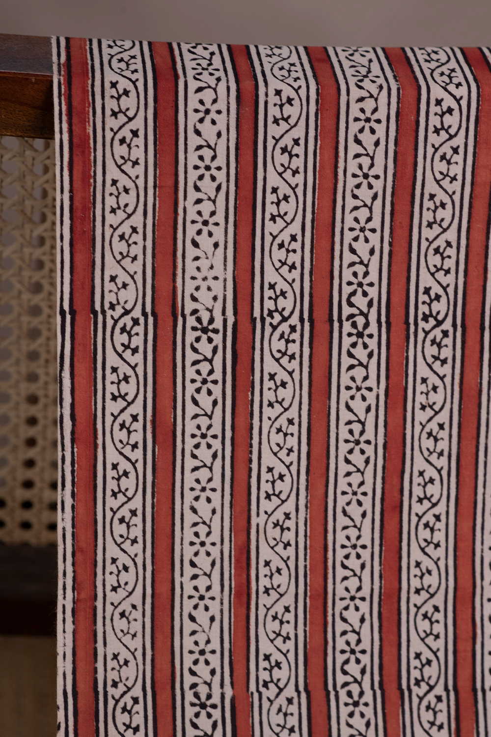 Flowing Floral Bagru Cotton Fabric - Image 2