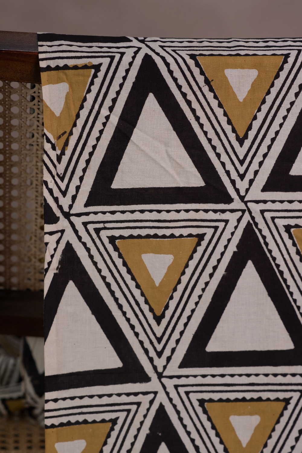 Abstract Triangle Print Bagru Cotton Fabric - Image 2