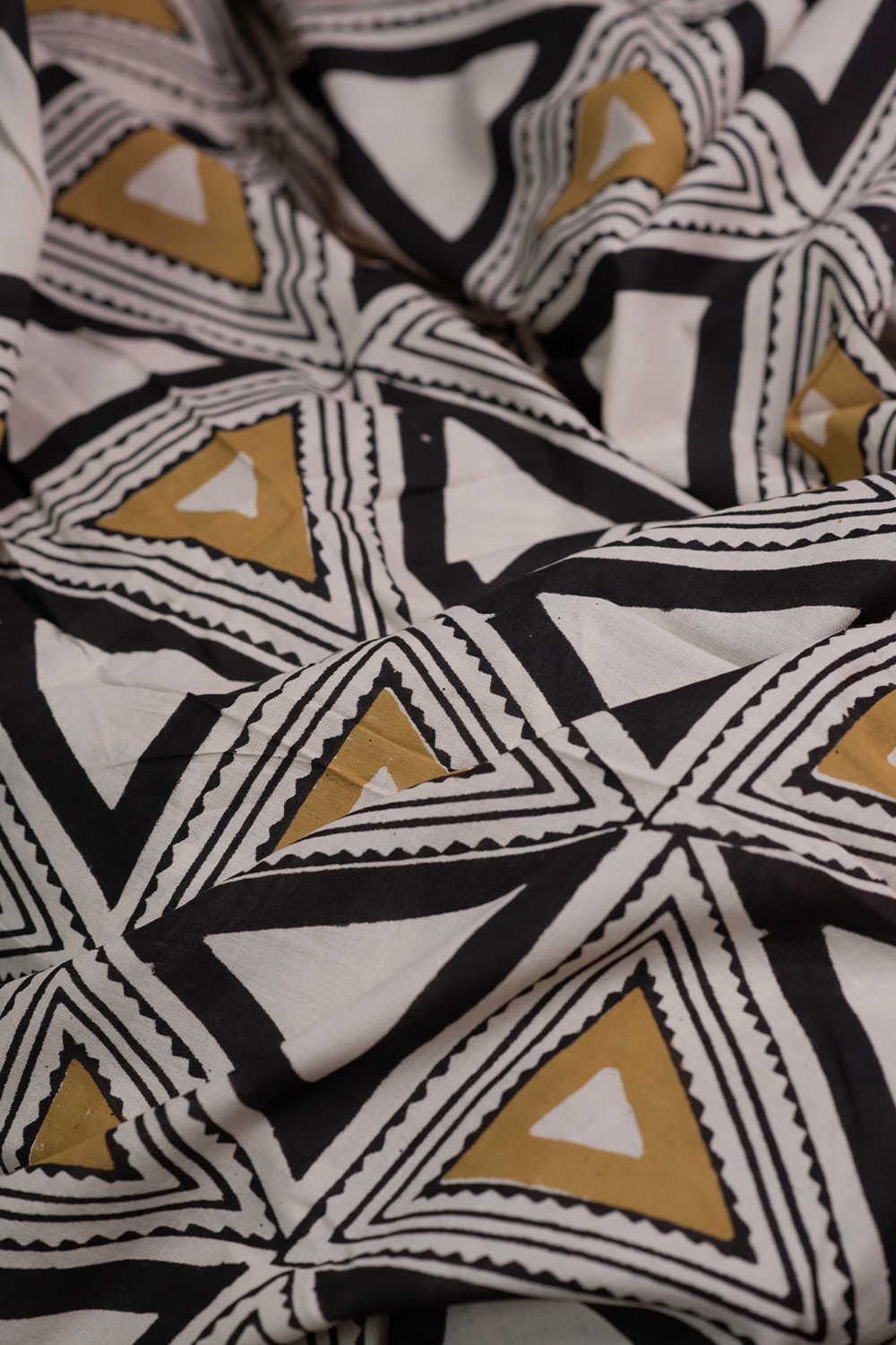 Abstract Triangle Print Bagru Cotton Fabric - Image 3