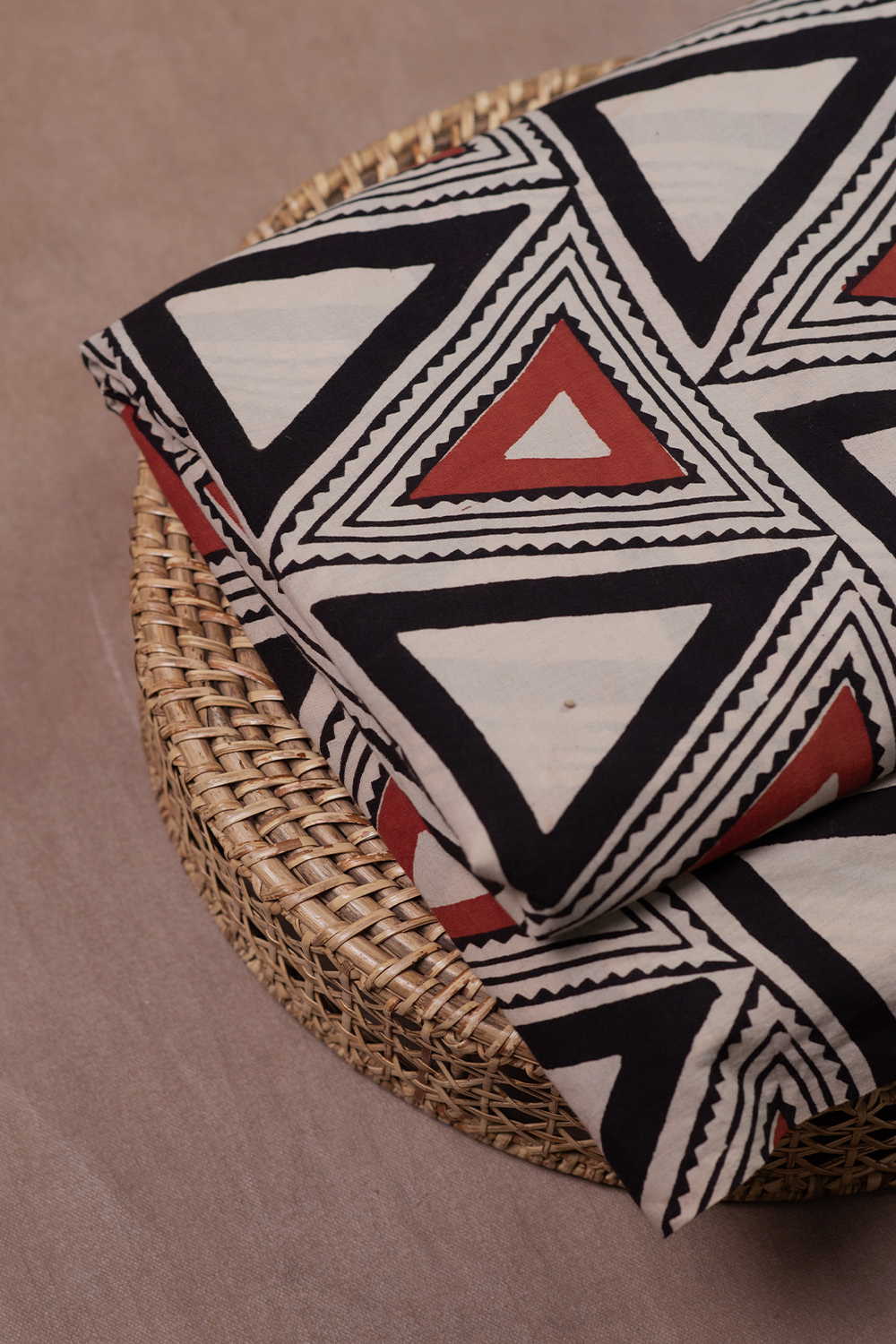 Triangle Pattern Bagru Cotton Fabric - Image 2