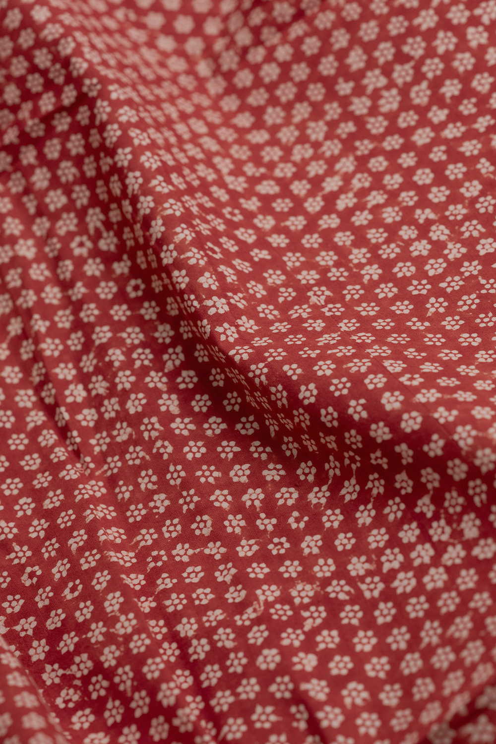 Dark Maroon Bagru Cotton Fabric - Image 3
