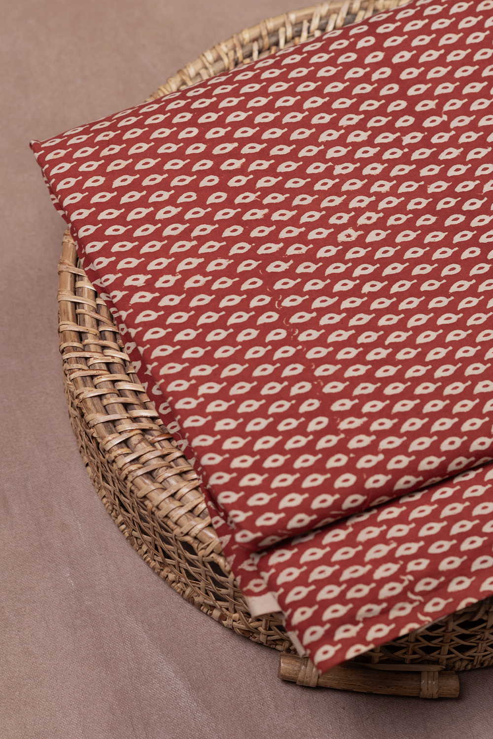 Maroon - Mini Motifs Bagru Cotton Fabric