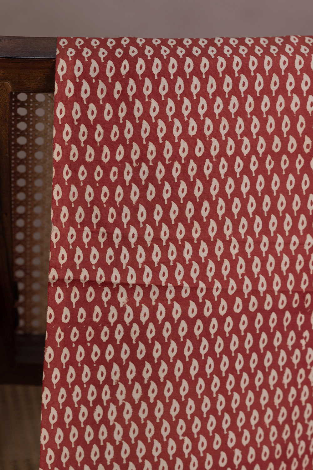 Maroon - Mini Motifs Bagru Cotton Fabric - Image 2