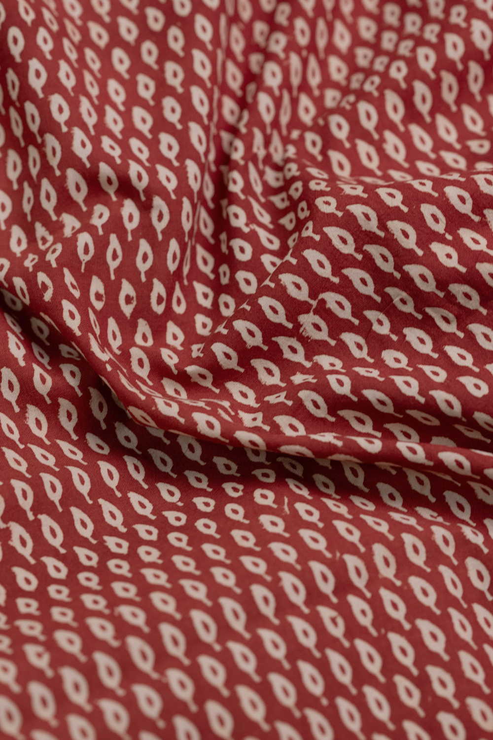 Maroon - Mini Motifs Bagru Cotton Fabric - Image 3