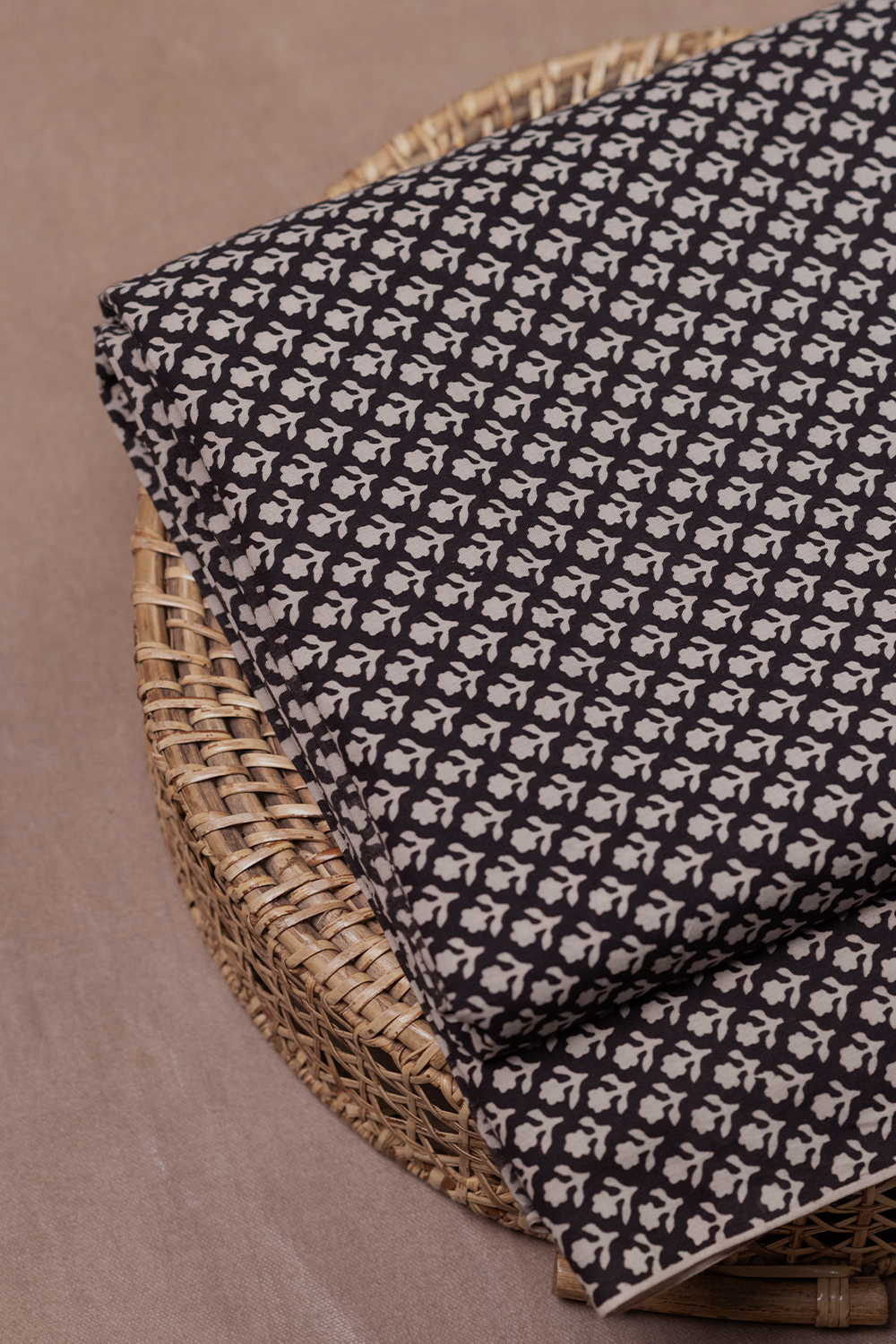 Black Garden Bagru Cotton Fabric