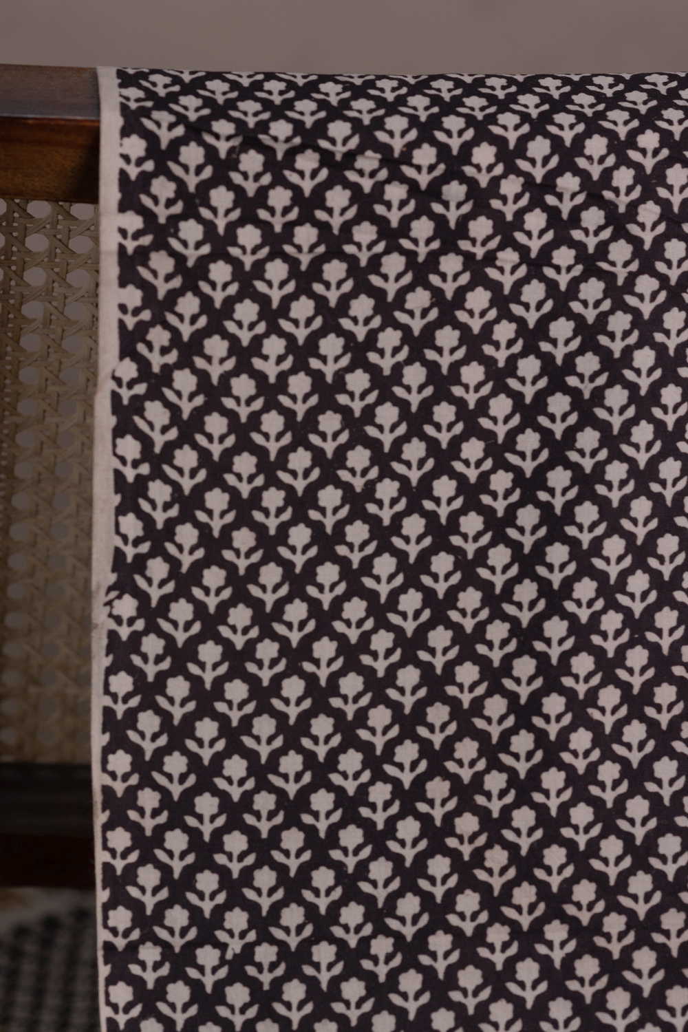 Black Garden Bagru Cotton Fabric - Image 2