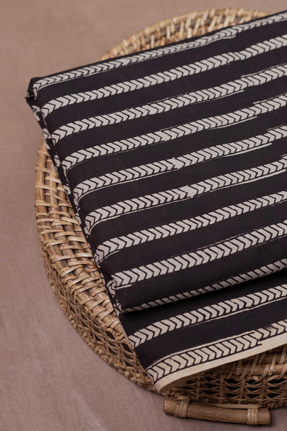 Black Bagru Cotton Fabric