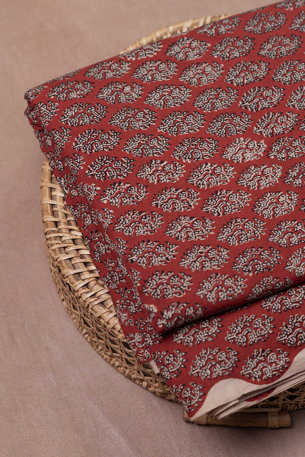 Florets - Dark Maroon Bagru Cotton Fabric