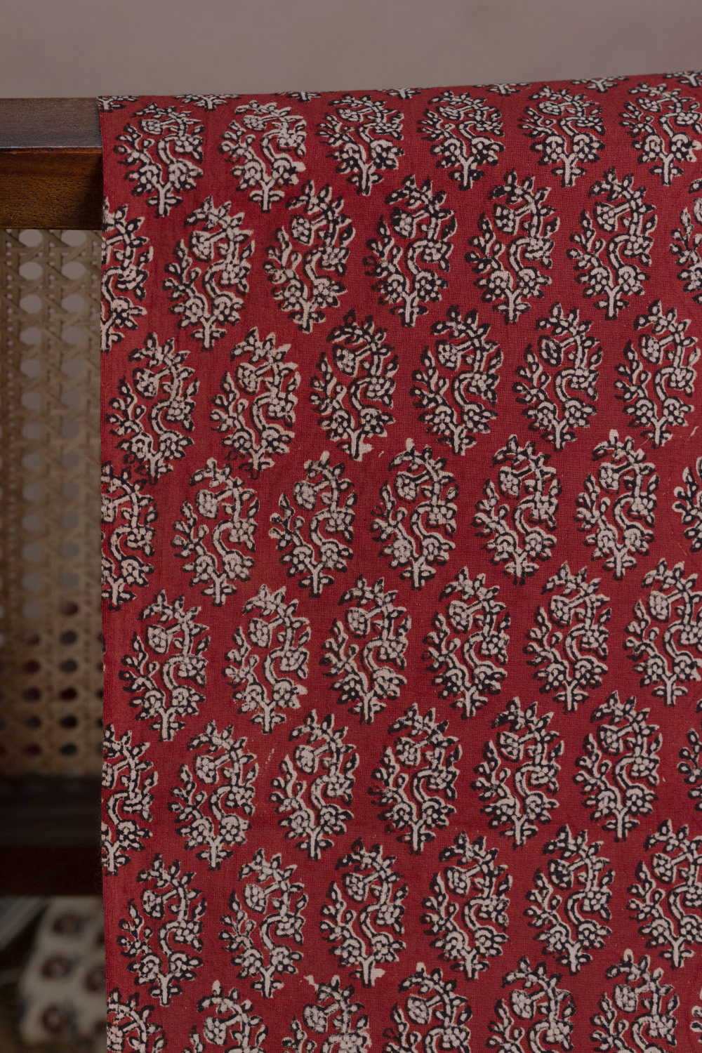 Florets - Dark Maroon Bagru Cotton Fabric - Image 2