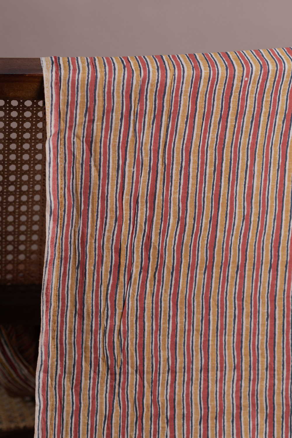 Stripe Pattern Bagru Cotton Fabric - Image 2