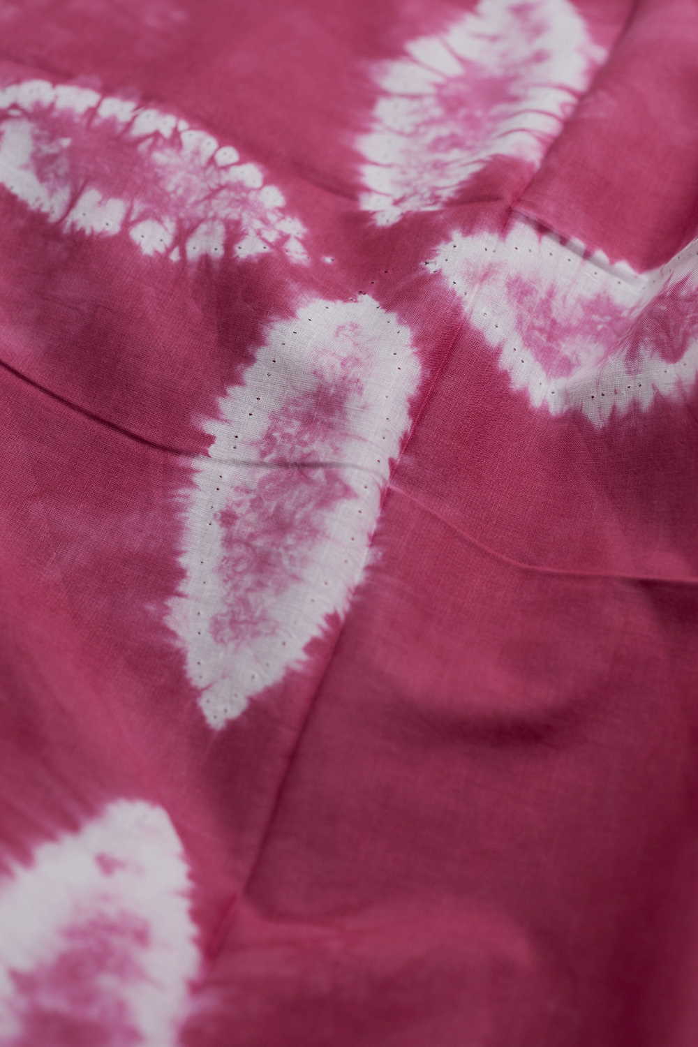 Ceriese Pink Shibori Block Printed Cotton Fabric - Image 2