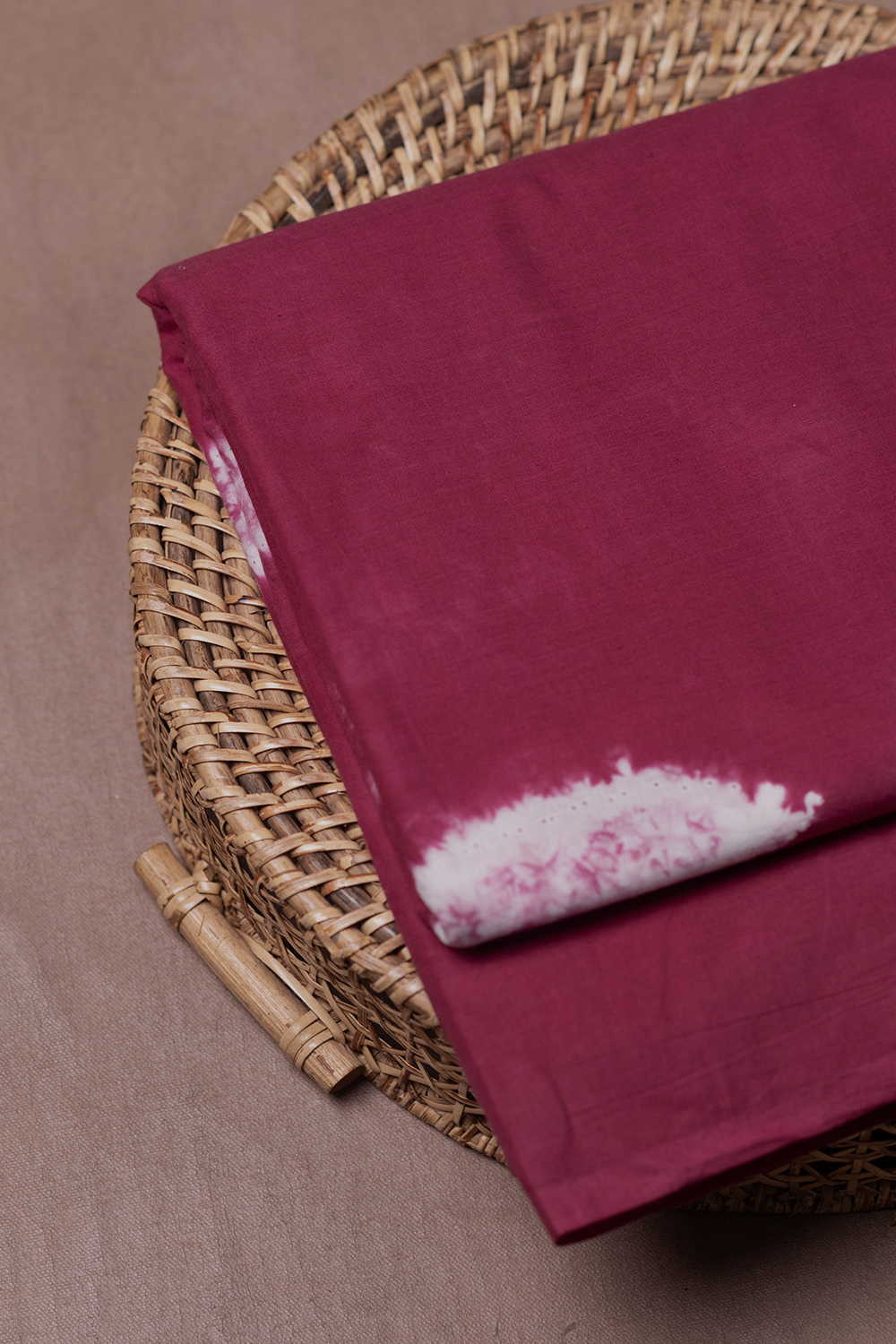 Ceriese Pink Shibori Block Printed Cotton Fabric - Image 3