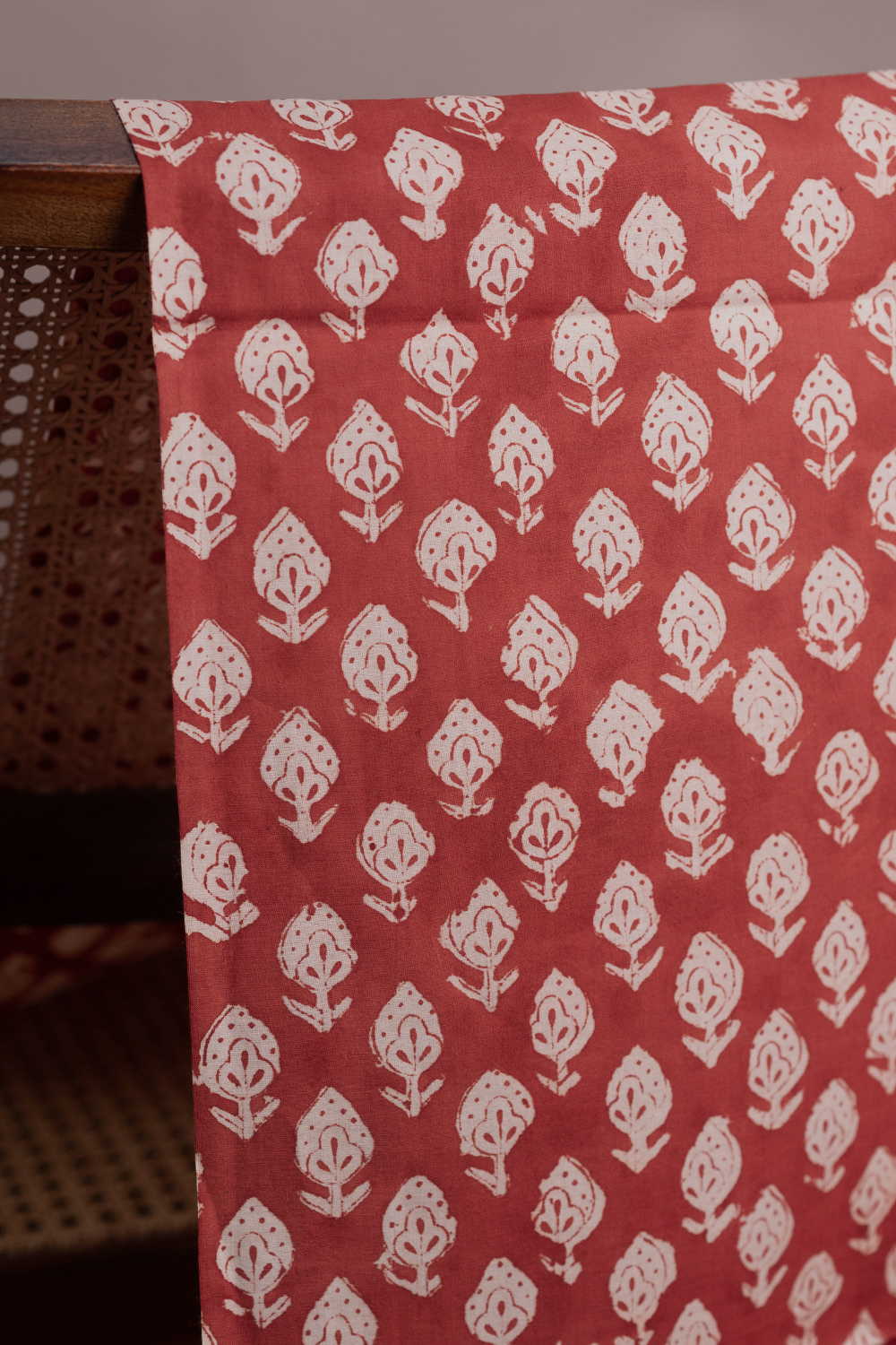 Motifs - Maroon Bagru Cotton Fabric