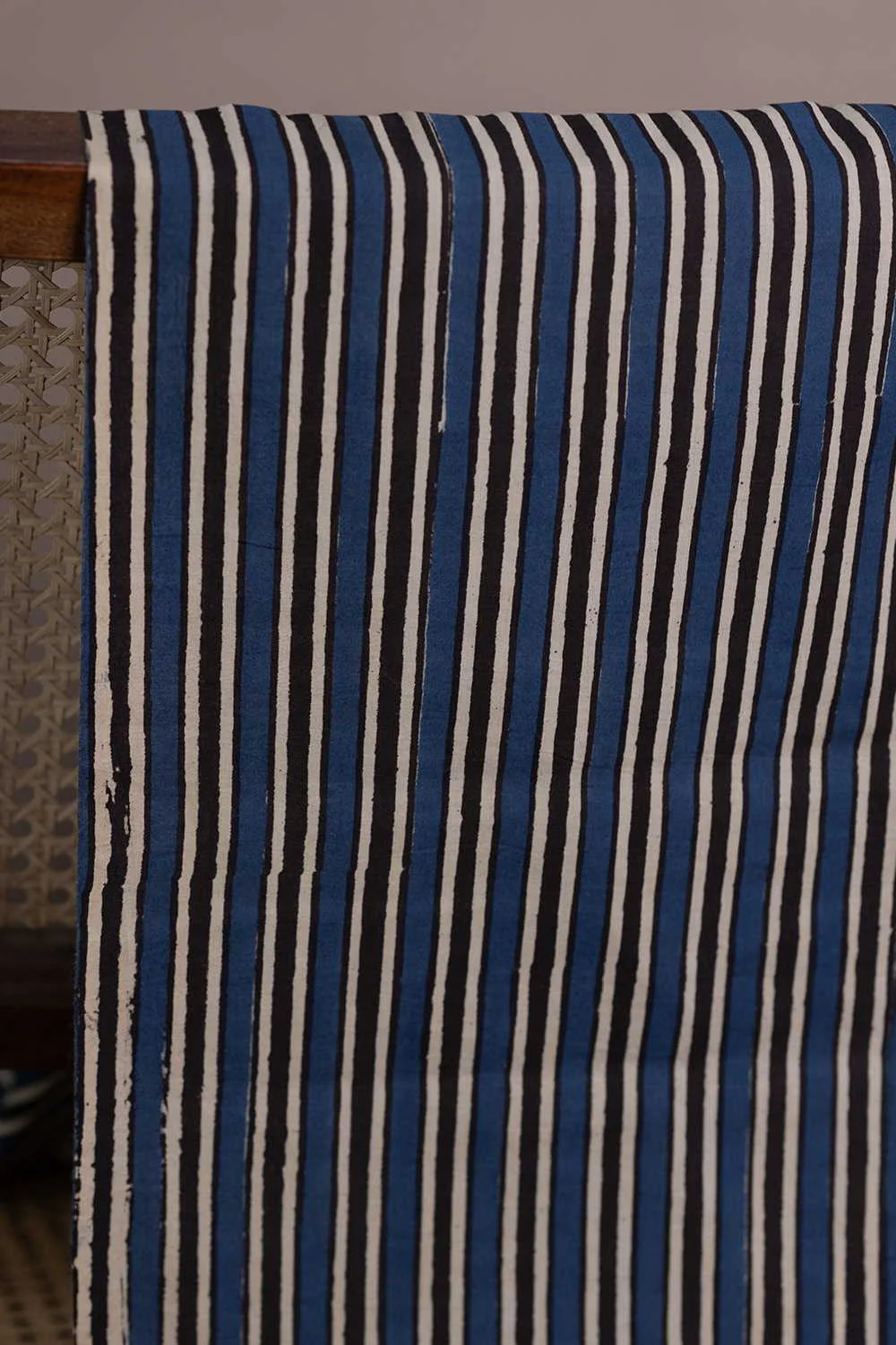 Indigo Lines Bagru Cotton Fabric
