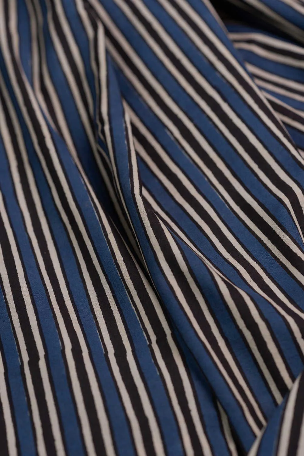 Indigo Lines Bagru Cotton Fabric - Image 3
