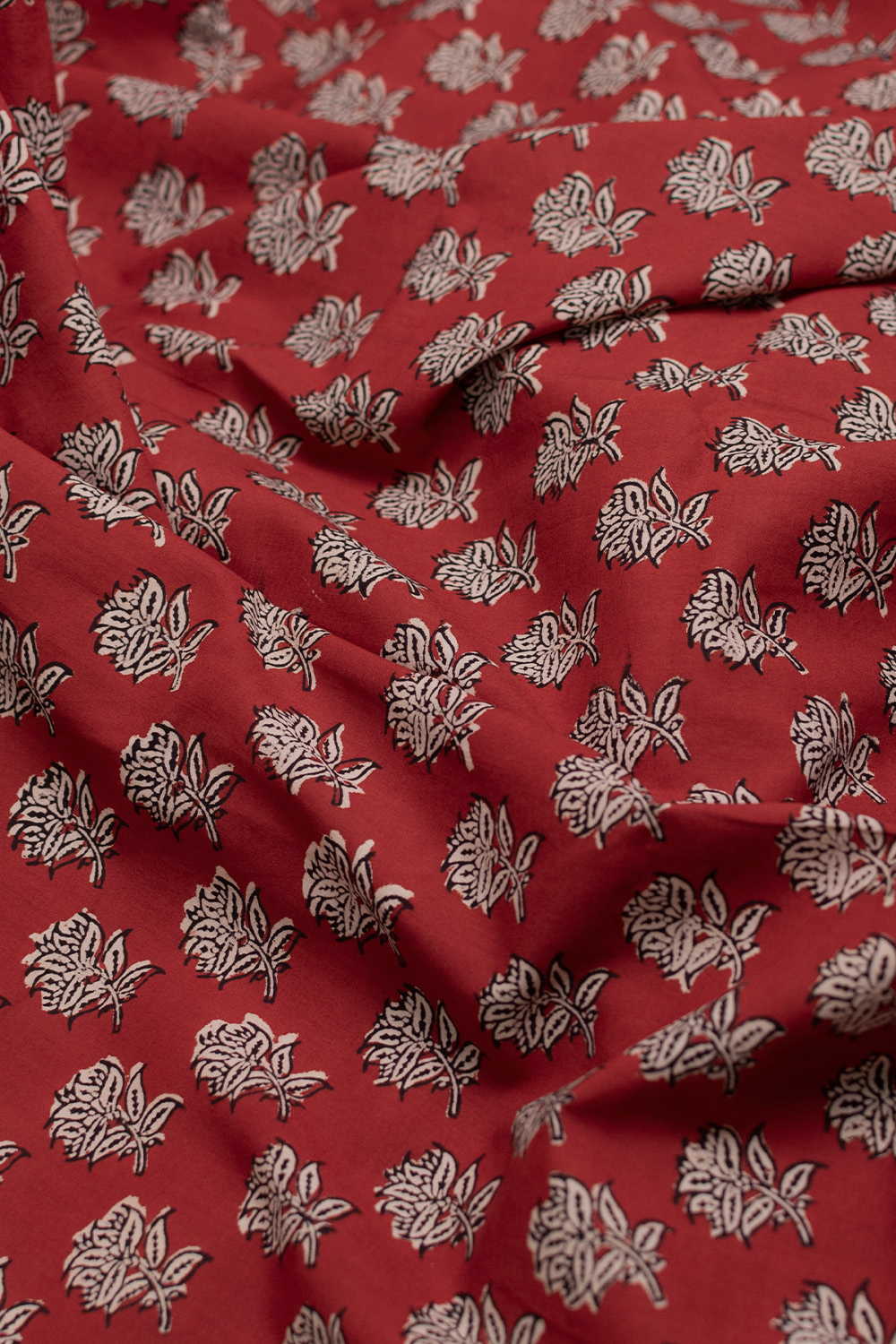 Dark Maroon Bagru Cotton Fabric - Image 3