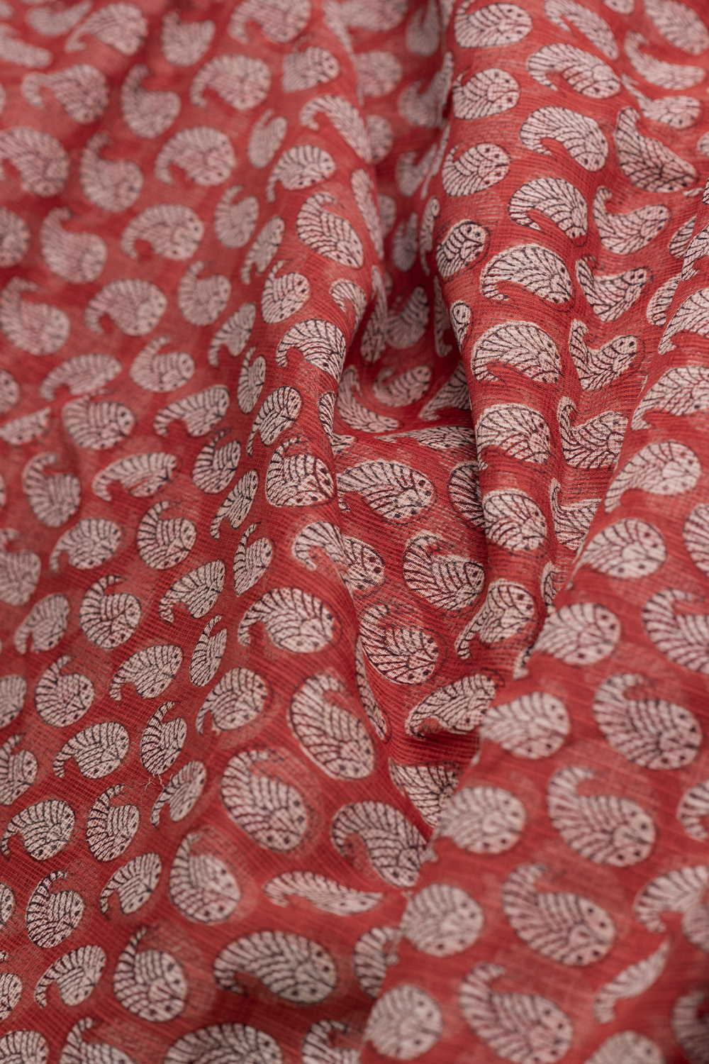 Paisley - Maroon Bagru Kota Cotton Fabric - Image 3