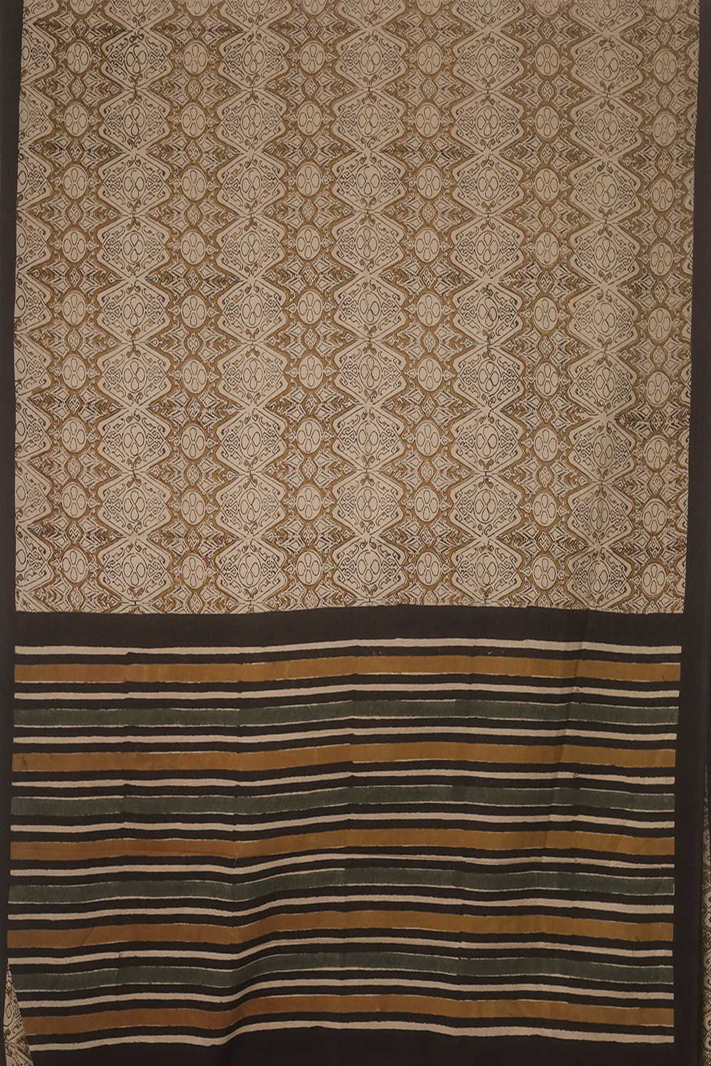Creamy Beige Bagru Mul Cotton saree - Image 2