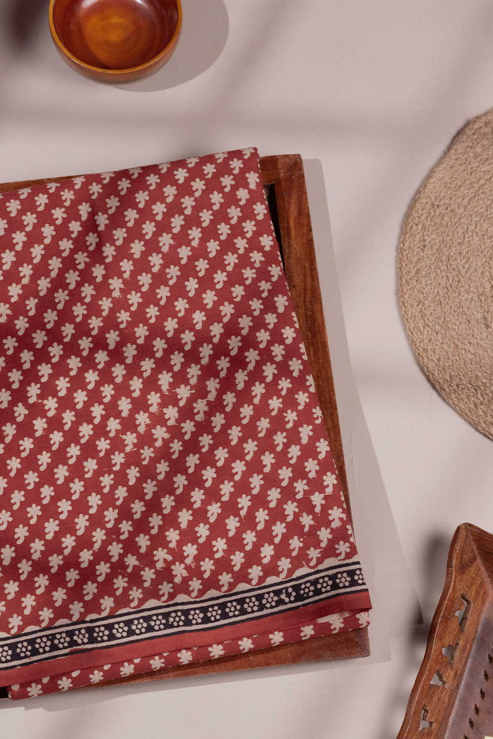Scarlet Petal Story Bagru Mul Cotton saree