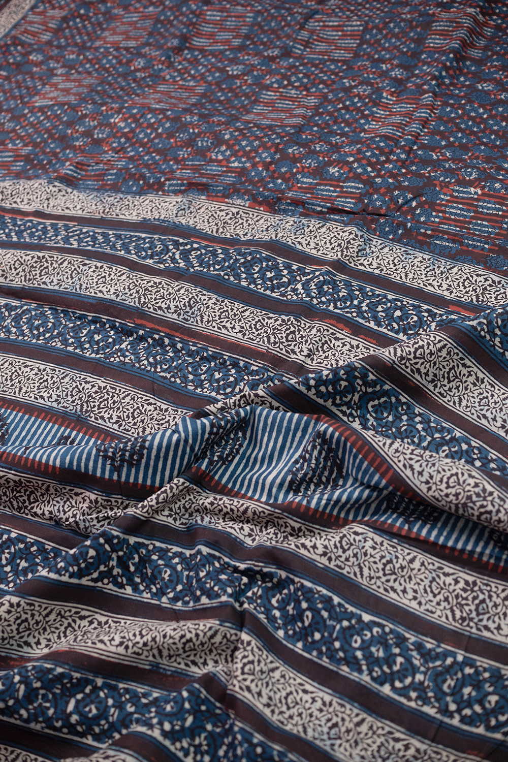 Patterned Bagru Mul Cotton saree - Image 3
