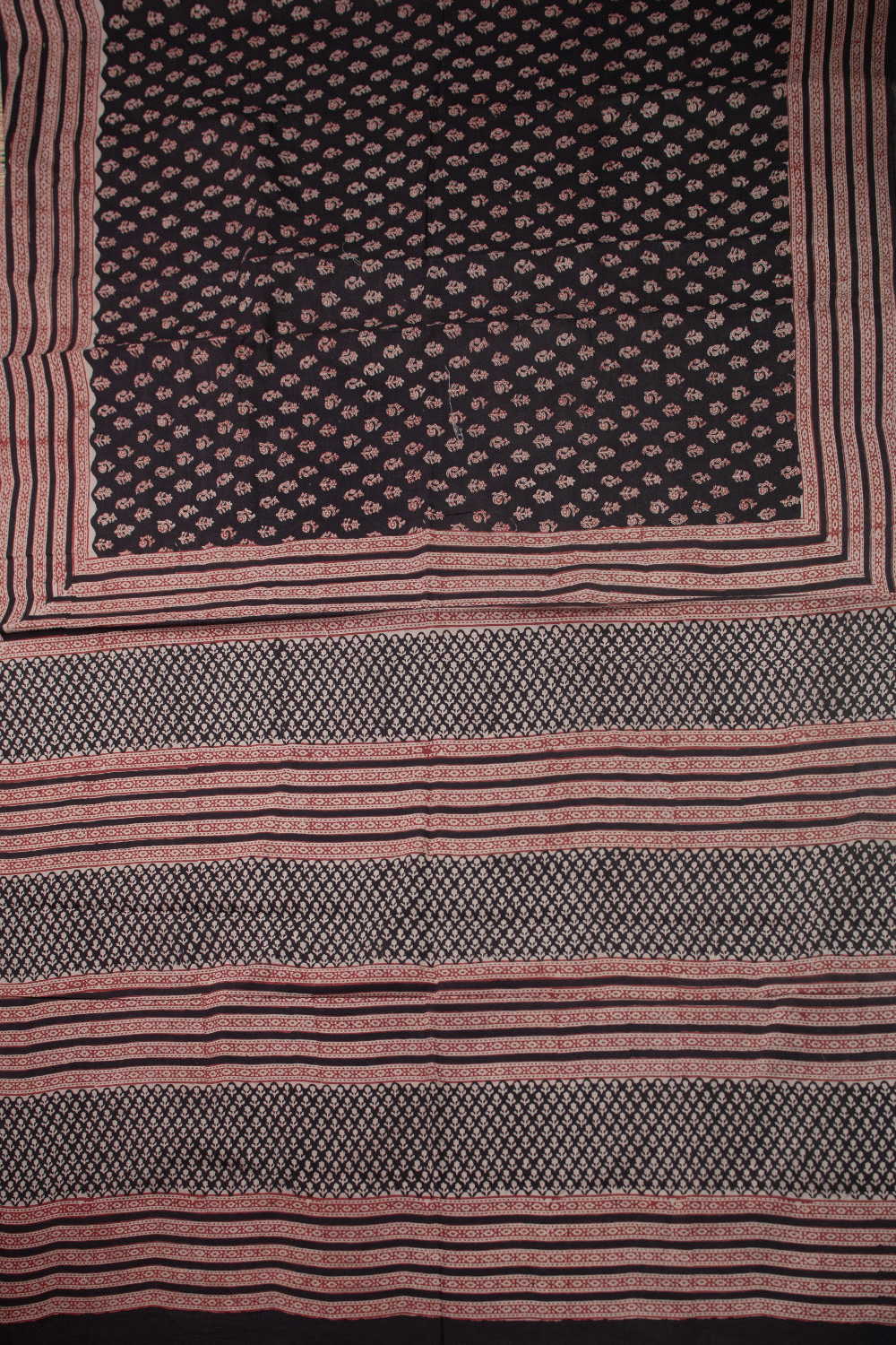 Black Bagru Mul Cotton saree - Image 2
