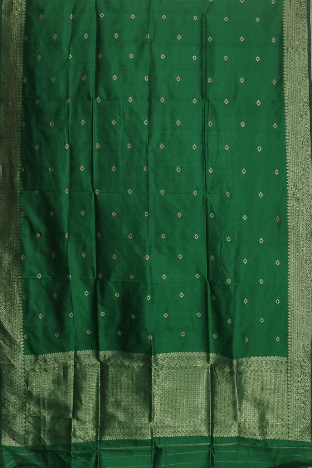 Leaf Green Meena Butta Banarasi Silk Dupatta - Image 3