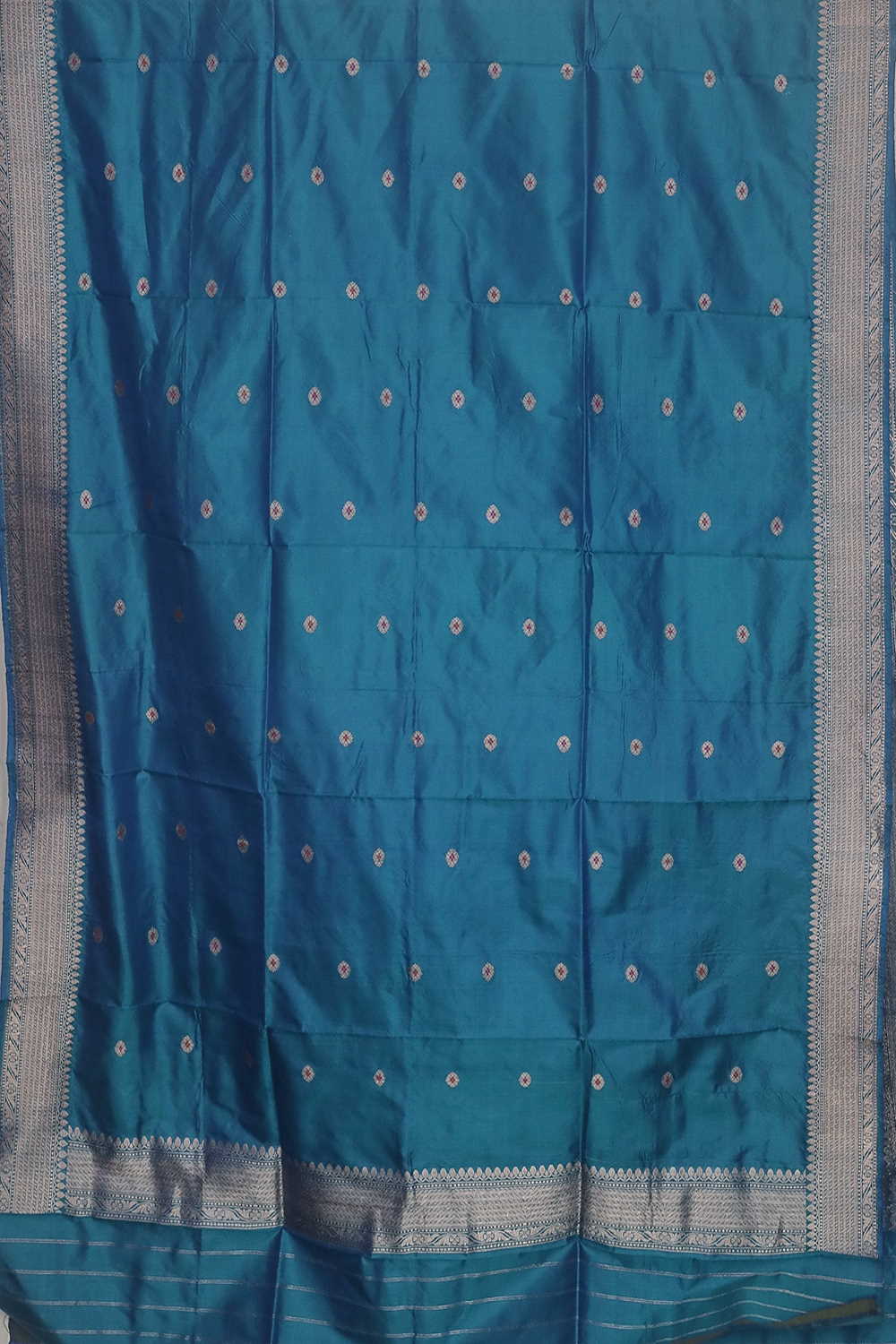Azure Blue with Zari Butta Banarasi Silk Dupatta - Image 3