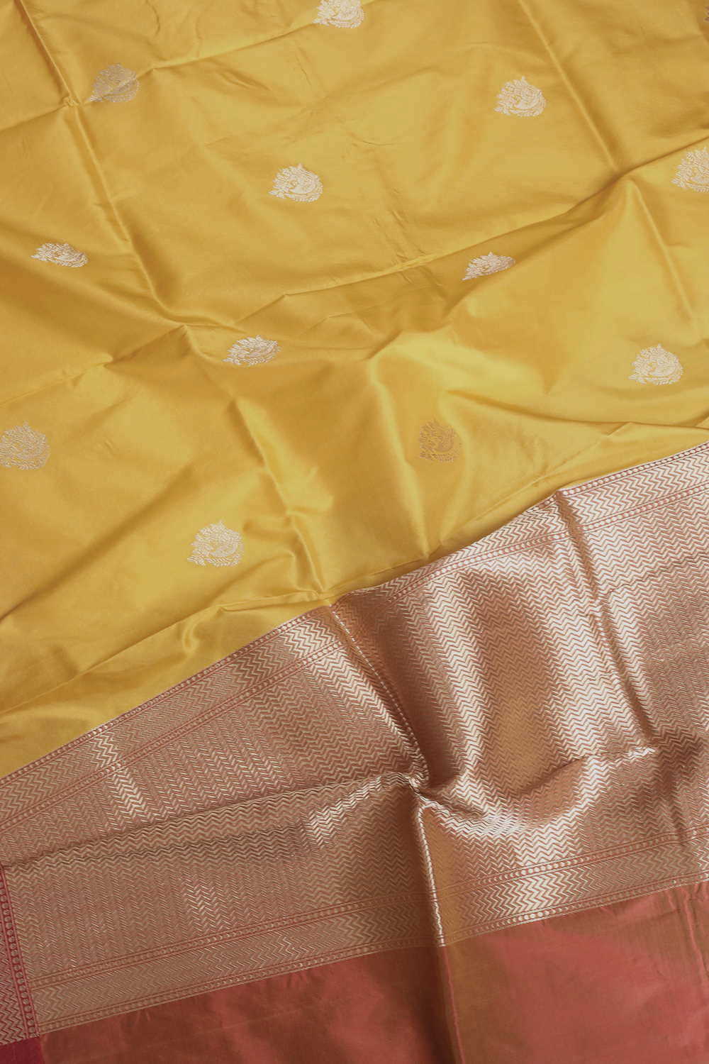 Poppy Yellow Banarasi Silk Dupatta - Image 4