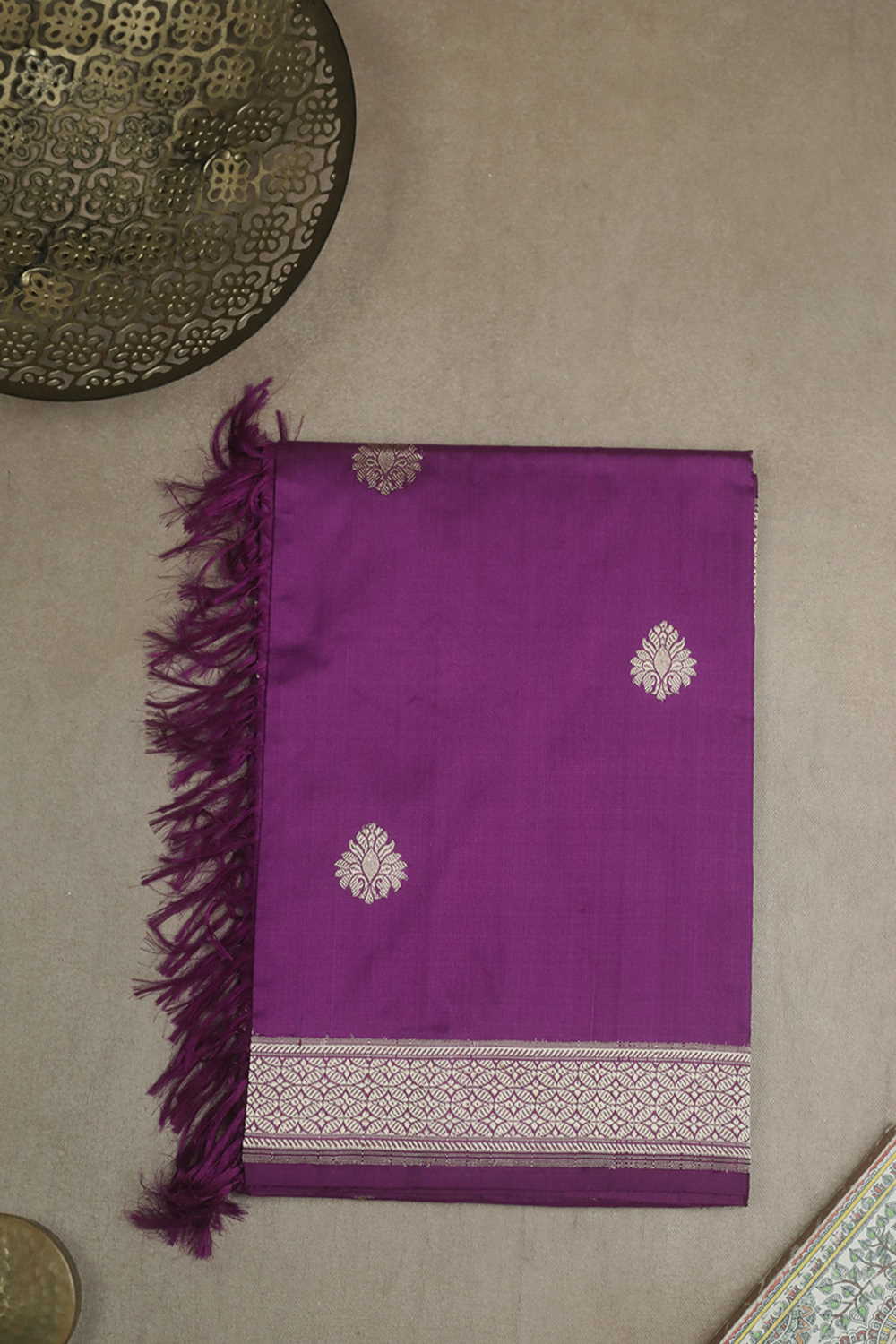 Velvet Purple Banarasi Silk Dupatta - Image 4