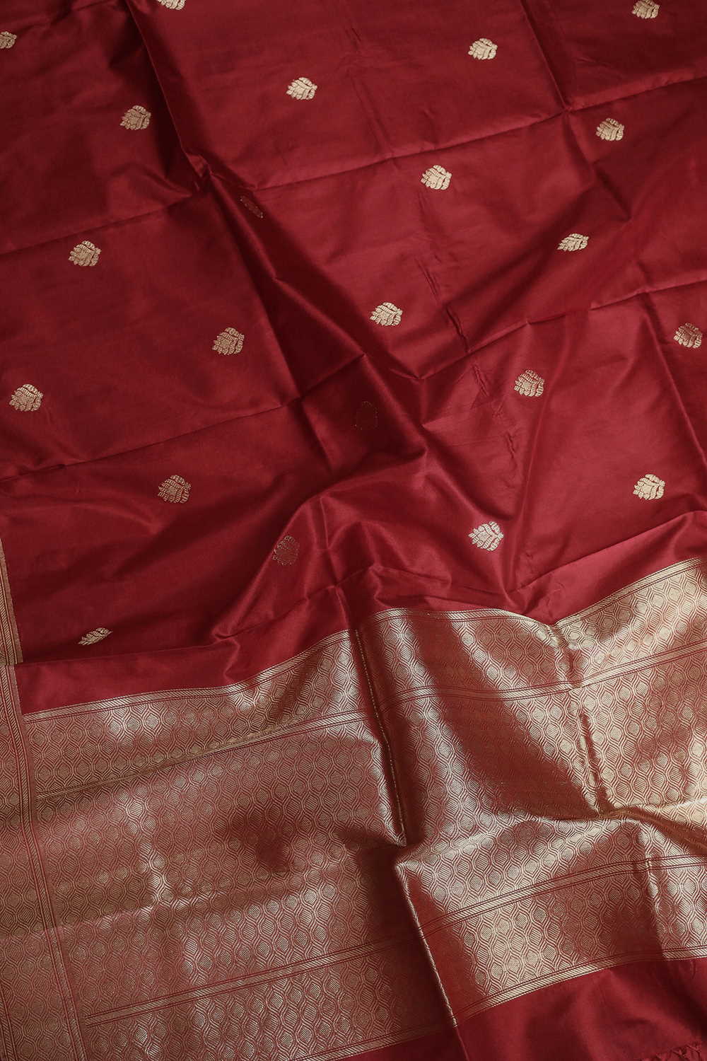 Maroon with Traditional Butta Silk Dupatta - Image 4