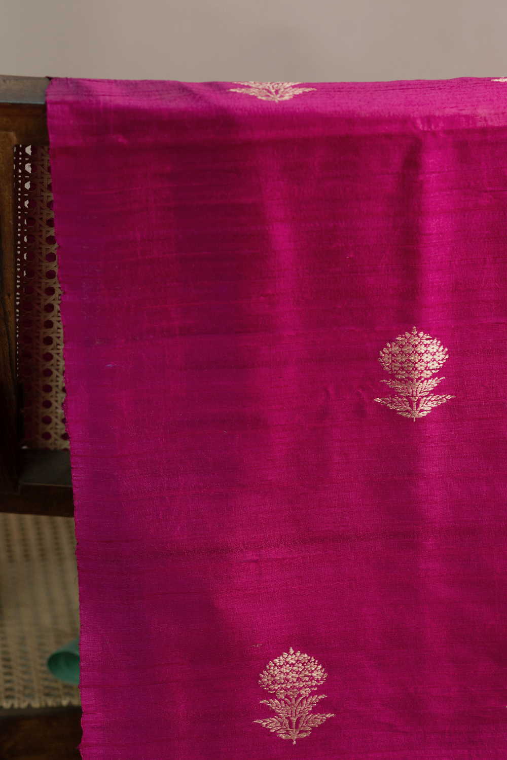 Magenta Pink Banarasi Silk Fabric - Image 2