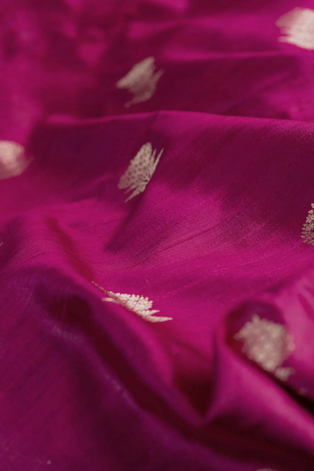 Magenta Pink Banarasi Silk Fabric - Image 3