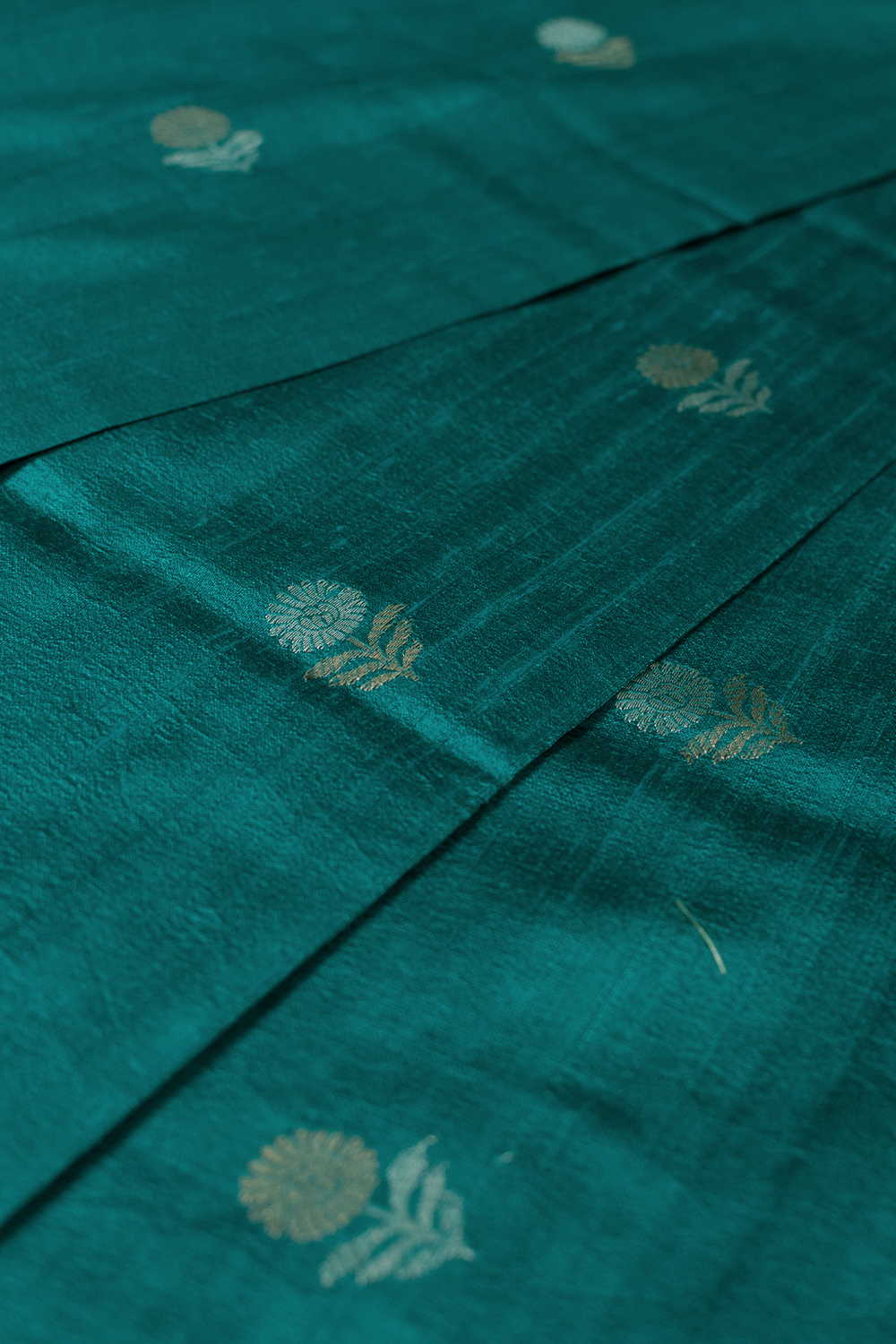 Shadow Blossom - Green Banarasi Silk Fabric - Image 3