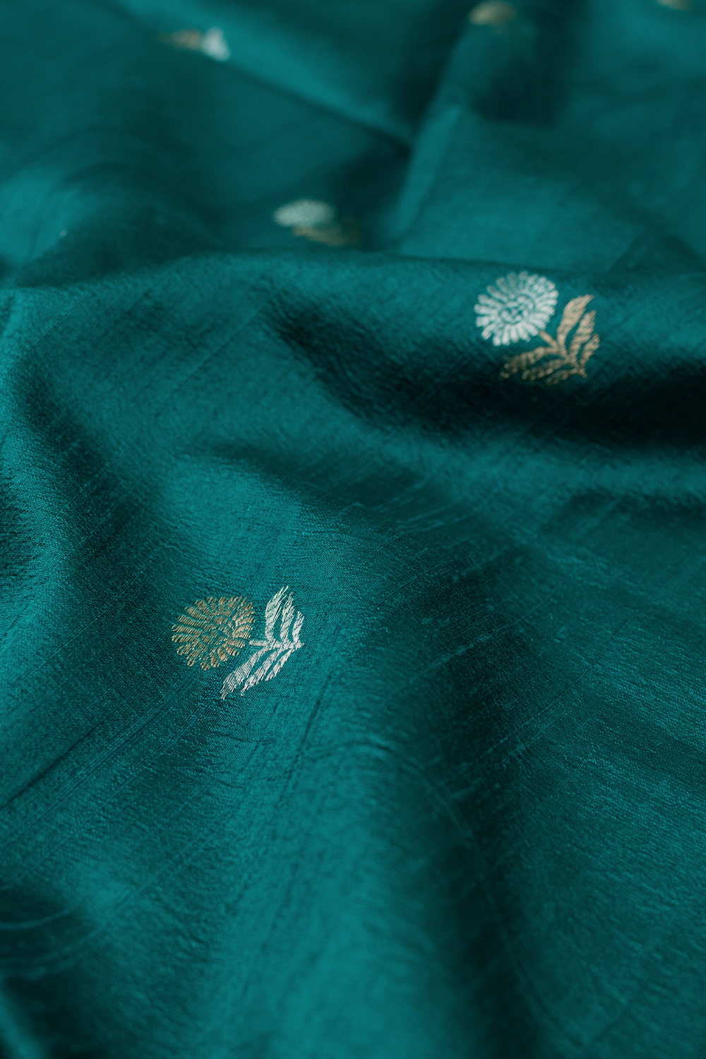 Shadow Blossom - Green Banarasi Silk Fabric - Image 4