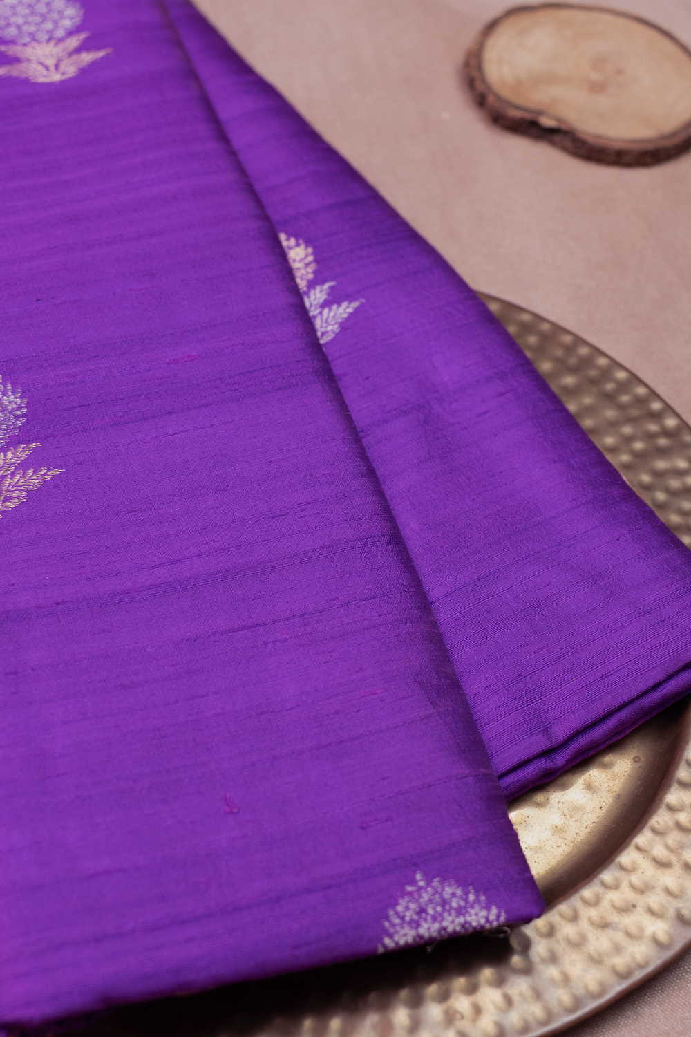 Royal Purple Banarasi Silk Fabric - Image 3