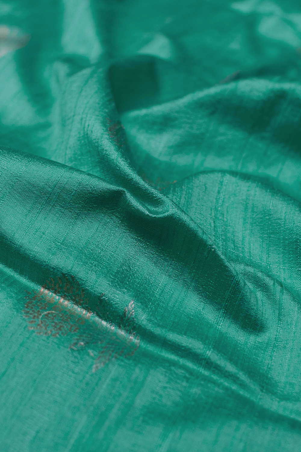 Zari Butta - Seafoam Green Banarasi Silk Fabric - Image 3