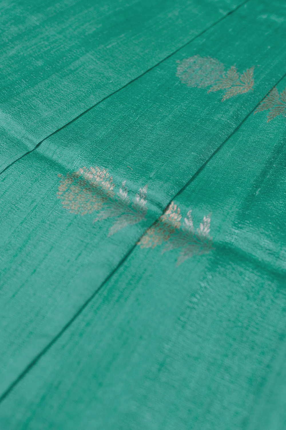Zari Butta - Seafoam Green Banarasi Silk Fabric - Image 4