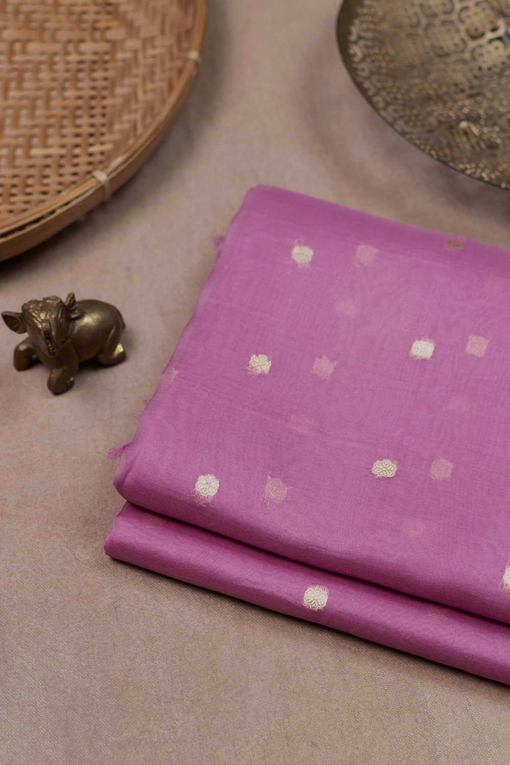 Soft Pink with Kadhwa Butti Banarasi Organza Silk Fabric