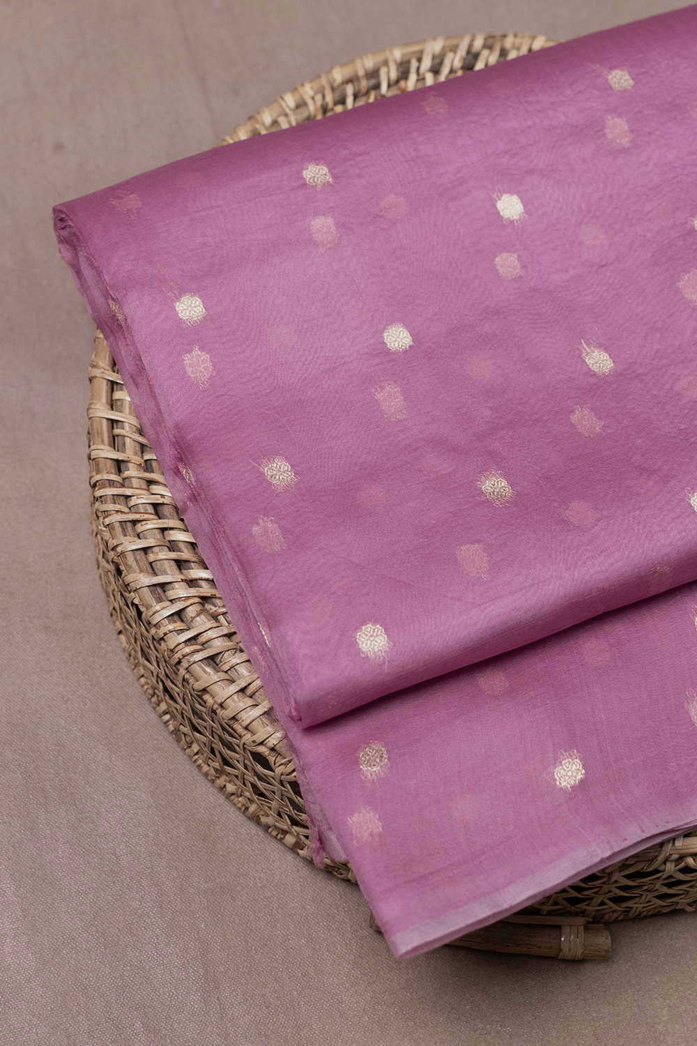 Soft Pink with Kadhwa Butti Banarasi Organza Silk Fabric - Image 4