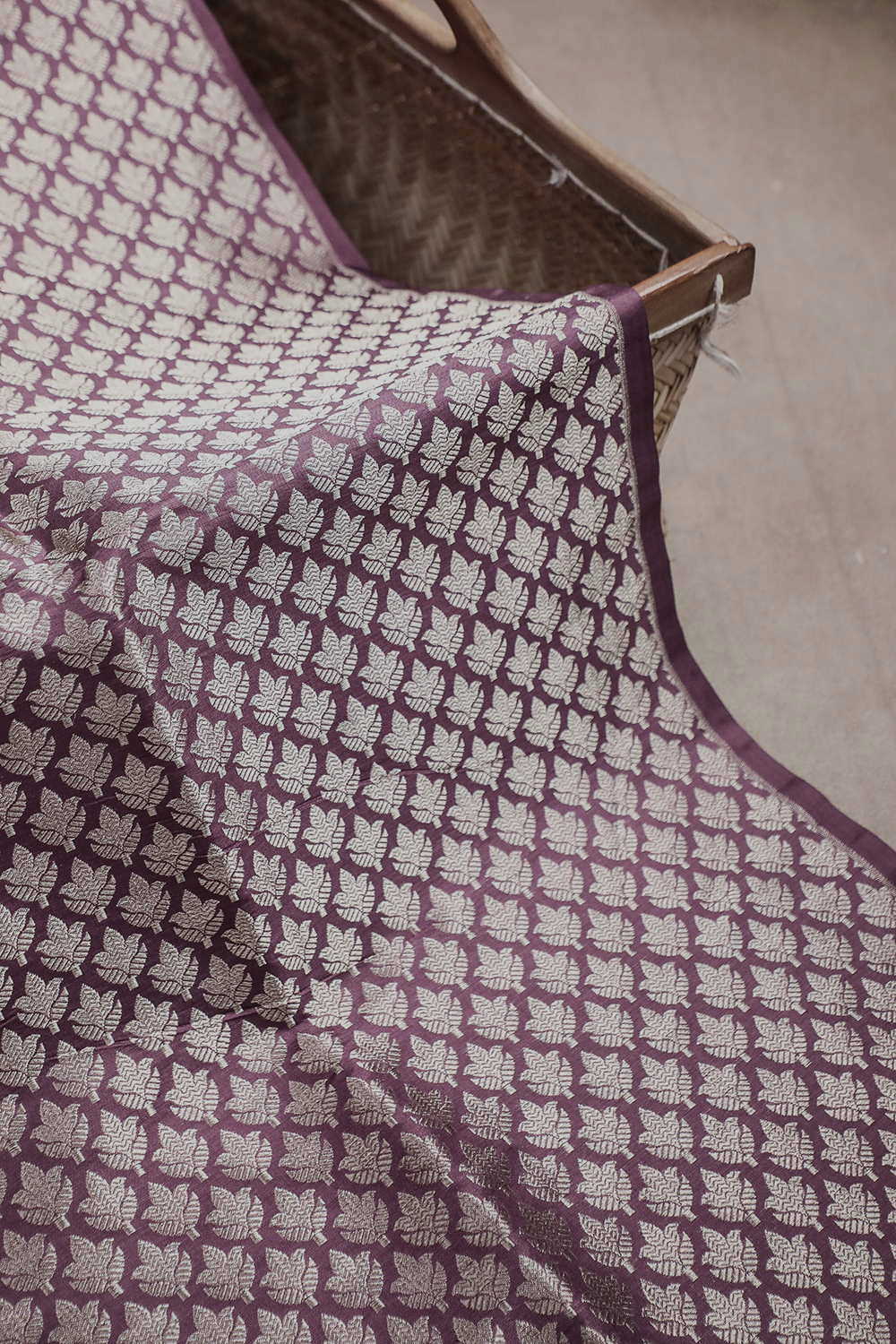 Onion Purple Banarasi Silk Fabric - Image 3