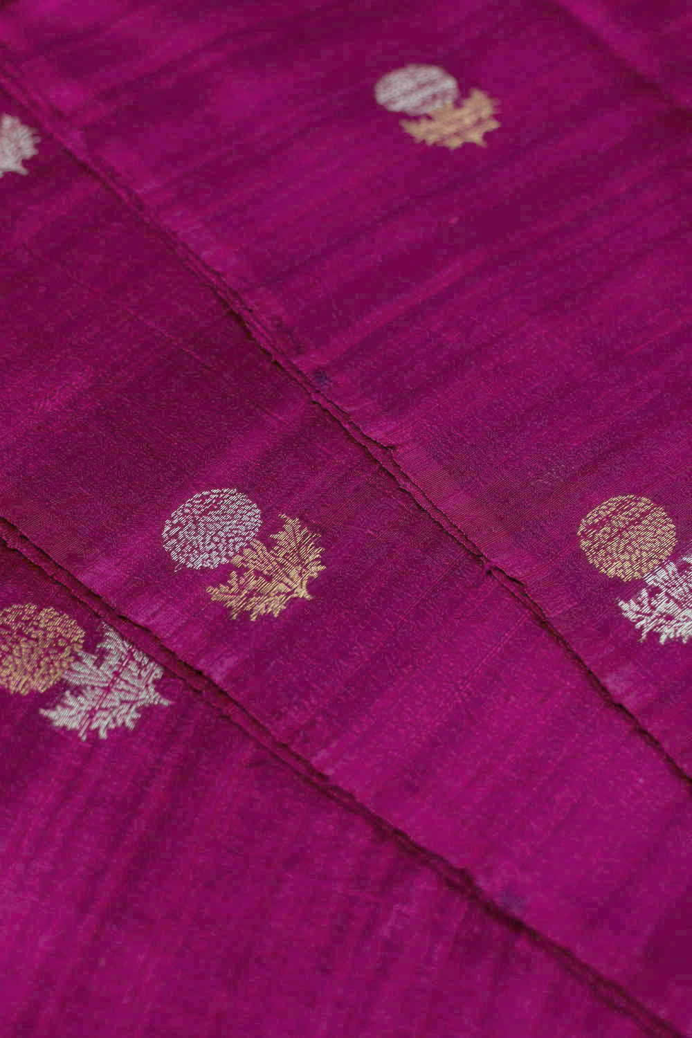 Deep Magenta with Traditional Motifs Banarasi Silk Fabric - Image 3