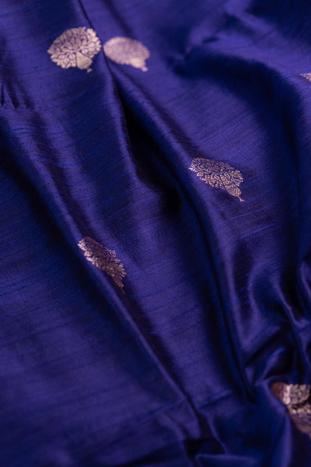 Royal Violet Banarasi Silk Fabric - Image 3
