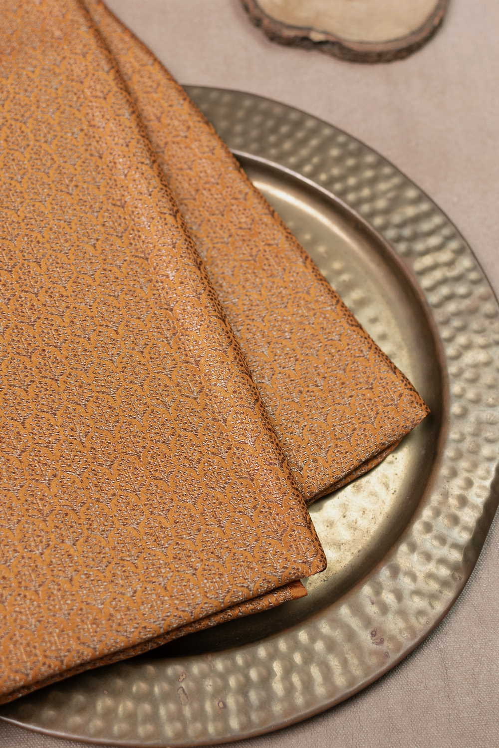Golden Yellow Banarasi Silk Fabric - Image 3