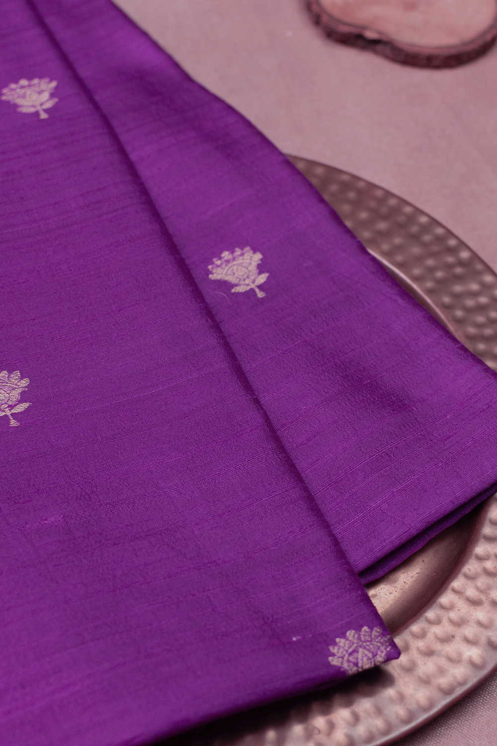 Magenta Pink Banarasi Silk Fabric - Image 3