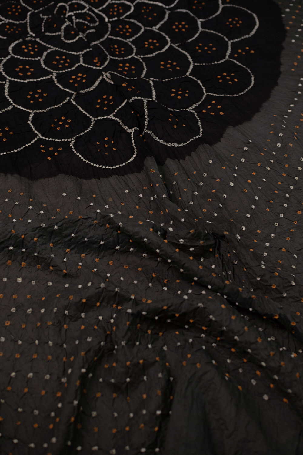 Grey with Black Bandhani Cotton Dupatta - Image 3