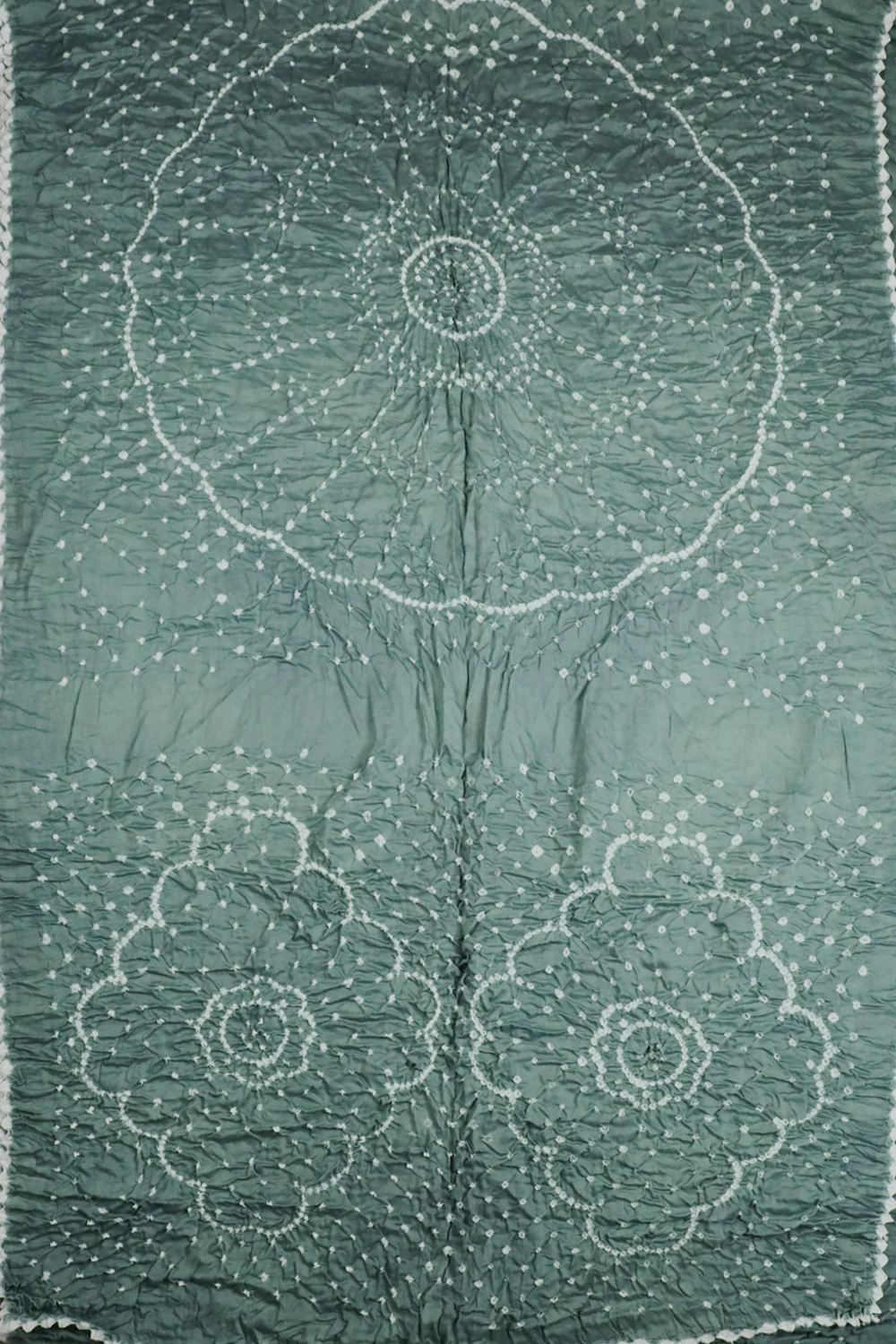 Light Greyish Green Bandhani Cotton saree - Image 2