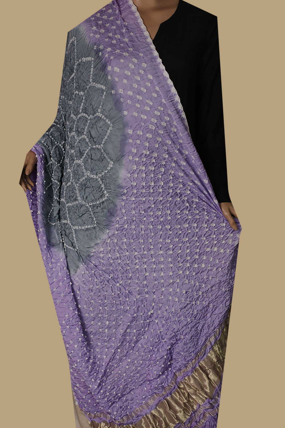 Soft Purple Bandhani Modal Silk Dupatta