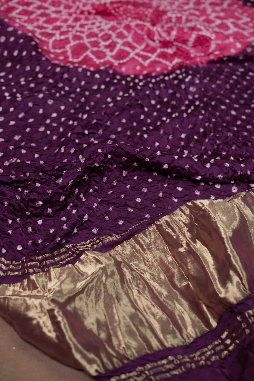 Purple Bandhani Modal Silk Dupatta - Image 3