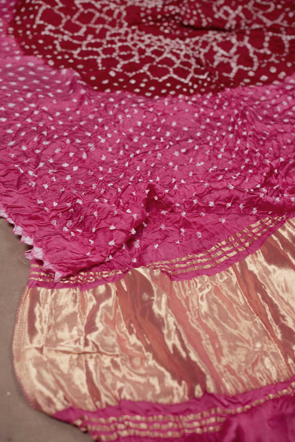 Pink Bandhani Modal Silk Dupatta - Image 3